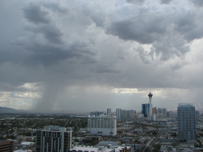 Storms were moving from the south into the Las Vegas Valley. This view looks toward the south-southeast from the 16th floor of the Clark County Regional Justice Center in downtown Las Vegas.