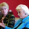 Former justice of the Arizona Supreme Court Ruth McGregor listens as retired Supreme Court Justice Sandra Day O'Connor makes a point for having judges appointed rather than elected Tuesday, September 21, 2010, during a meeting with the editorial board of the Las Vegas Sun.