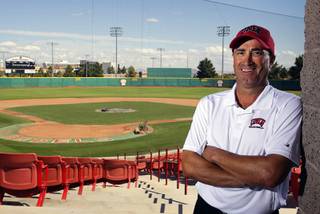 First-year UNLV baseball coach Tim Chambers poses at Wilson Stadium at UNLV Wednesday, October 6, 2010. Chambers has plans to make major improvements to the facility.