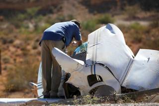 Two people were injured after a small aircraft crashed Friday near the Blue Diamond area west of the Las Vegas Valley.