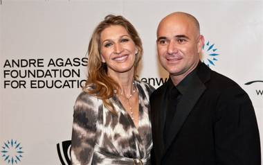 Steffi Graf and Andre Agassi on the Andre Agassi Grand Slam red carpet at the Wynn on Oct. 9, 2010.