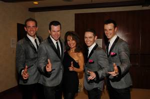 Susan Lucci is flanked by Human Nature at Imperial Palace on Oct. 11, 2010.