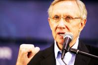 Sen. Harry Reid speaks during a rally Friday at Orr Middle School in Las Vegas.