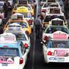 Cabs wait in line to pick up passengers coming into McCarran Airport Monday, November 8, 2010.