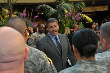 The Mirage President Felix Rappaport welcomes The Stars and Stripes Foundation to The Mirage on Nov. 12, 2010.