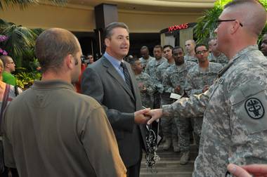 The Mirage President Felix Rappaport welcomes The Stars and Stripes Foundation to The Mirage on Nov. 12, 2010.