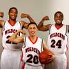 Las Vegas basketball players Hassan Henderson, George Sanico and Travon Langston.