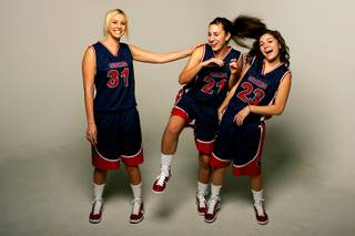 Coronado basketball players Amanda Decker, Nicole Ruffino and Sofie Cruz
