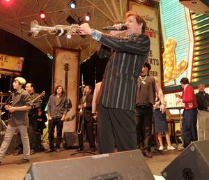 Louis Prima Jr. and his band at Fremont Street Experience on Dec. 7, 2010.
