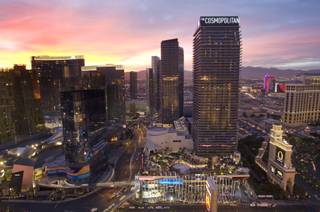 The Cosmopolitan of Las Vegas is shown at sunset from the roof of Planet Hollywood on Tuesday, Dec. 14, 2010. 