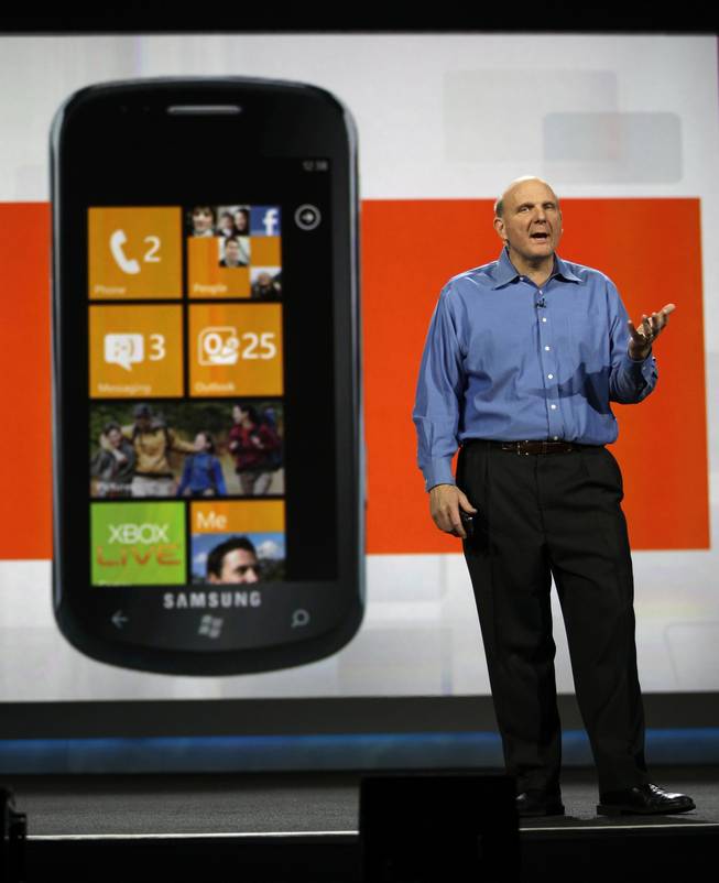 Microsoft CEO Steve Ballmer gives his keynote speech Jan. 5, 2011, at the Consumer Electronics Show.