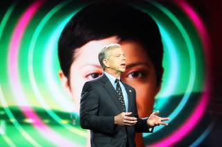 Lowell McAdam, president and Chief Operating Officer of Verizon, speaks during the keynote address Thursday during CES.