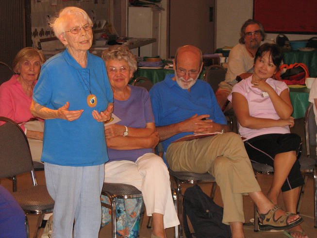 Sister Rosemary Lynch (standing) is shown during a meeting in August 2008.