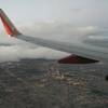 A Southwest Airlines plane flies over Las Vegas.