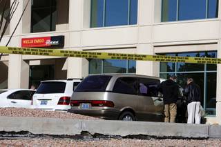 The scene after a robbery at the Wells Fargo bank, 4425 Spring Mountain Road, near Arville Street Thursday January 20, 2011.
