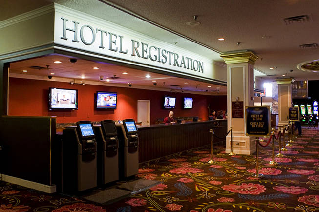 New signage is shown over the hotel lobby at the Primm Valley Hotel & Casino in Primm on Thursday, Jan. 20, 2011.