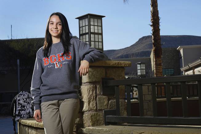 Nicole Santoro, a Bishop Gorman High School senior, poses at the school Jan. 25, 2011.  She was a member of the school's We the People squad, a Congressional-style debate team, this year.