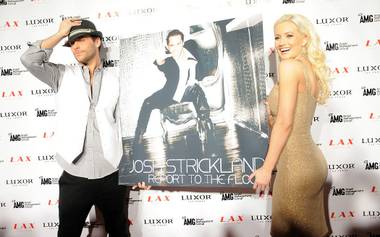 Josh Strickland’s debut performance of “Report to the Floor” at LAX at the Luxor, with Holly Madison, Laura Croft and Angel Porrino, on Feb. 23,&nbsp;2011.