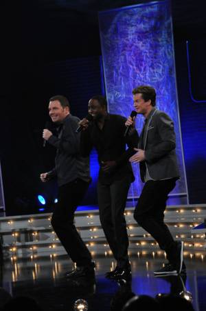 Comedian Wayne Brady with Drew Carey and the Improv All-Stars during Drew Carey's Improv-A-Ganza show on Feb. 4, 2011. 