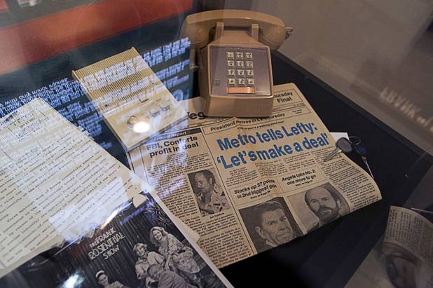Items in a n exhibit for gangster Frank "Lefty" Rosenthal include a 1982 copy of the Las Vegas Sun at the Las Vegas Mob Experience in the Tropicana Tuesday, March 1, 2011. Keys at right were spare key to Rosenthal's 1981 Cadillac Eldorado. The car was destroyed in an assassination attempt in 1882 but Rosenthal survived the bombing. The $25 million Mob Experience will officially open March 29.