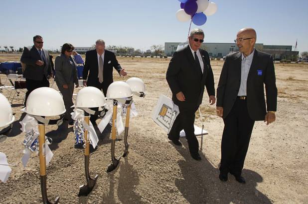 Thomas Chase, second from right, CEO of Nevada Health Centers, and Steve Comer, chairman of the board, participate in the groundbreaking for the Nevada Health Centers' Martin Luther King Health Center and Administrative Office building near Martin Luther King and Lake Mead boulevards Monday, March 28, 2011.