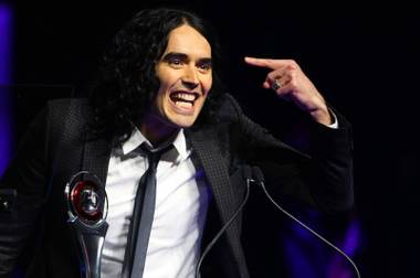 At Mandalay Bay on Friday night, Russell Brand tucked his wedding ring in his pocket, ventured into the audience to seek sexual partners and blew past one of the city's top female topless dancers.
