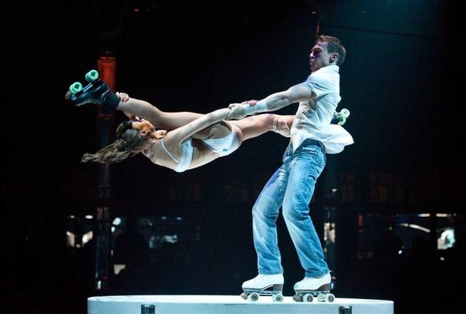 The Skating Aratas, shown during an appearance in "Absinthe" at Caesars Palace.