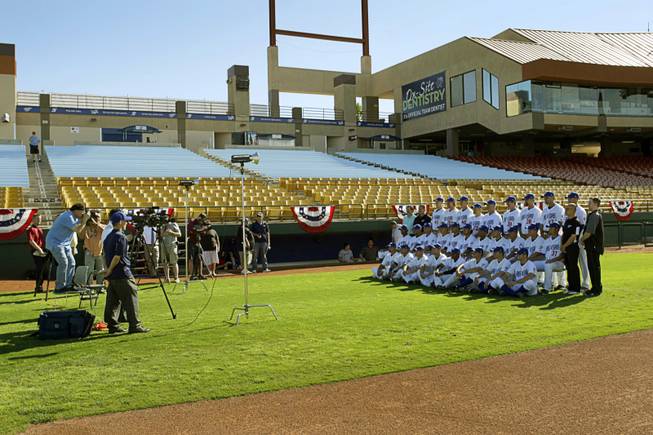 The Las Vegas 51s pose for a team photo during ...