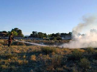Firefighters put out a brush fire that burned about two acres Friday morning.