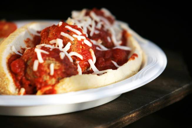 A meatball sandwich for sale during the San Gennaro Feast outside the Silverton in Las Vegas on Thursday, May 5, 2011.