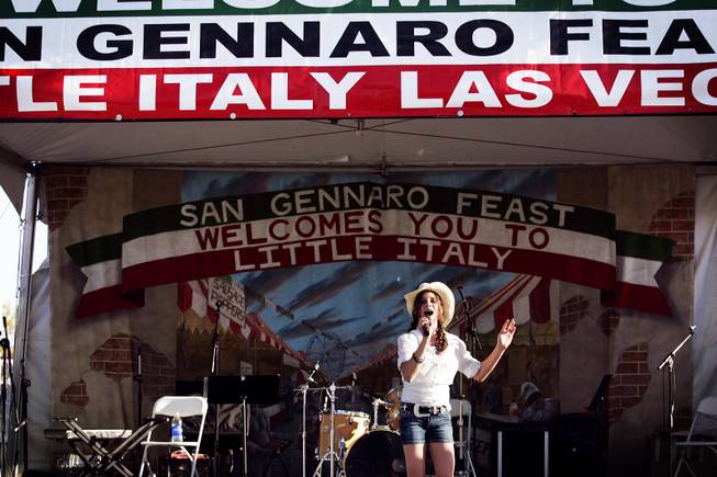 Las Vegas singer Tristin Sanders, 12, performs during the San Gennaro Feast outside the Silverton on Thursday, May 5, 2011.