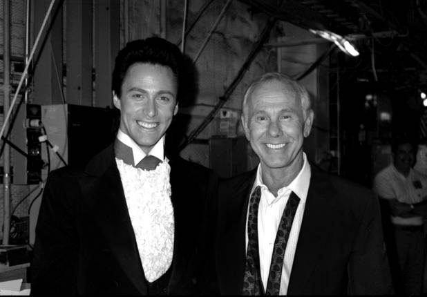 8/20/91..Lance Burton and Johnny Carson at the Sahara Hotel.