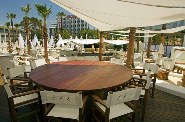 A view of outdoor seating for Cafe Nikki at the Tropicana Tuesday, May 24, 2011. The new pool area, nightclub and restaurant open with a "White Party" grand opening weekend on Thursday.