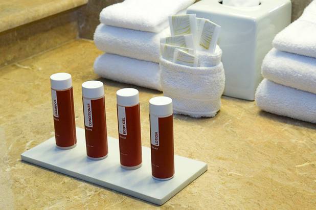The bathroom counter is shown in the 3000-square-foot Chairman's Suite is shown at the Tropicana Tuesday, May 24, 2011.