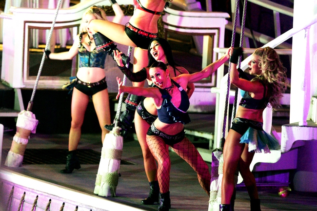 Sexy pirates perform during the outdoor pirate show Sirens of TI in Sirens' Cove in front of Treasure Island Friday, May 27, 2011. 