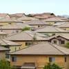 A view of residential rooftops near Horizon Ridge Parkway and Gibson Road in Henderson.