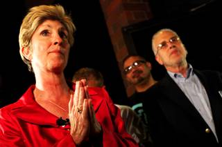 Mayoral candidate Chris Giunchigliani thanks her volunteers after conceding to Carolyn Goodman at her campaign headquarters in Las Vegas Tuesday, June 7, 2011.