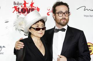 Yoko Ono and Sean Lennon arrive for the fifth-anniversary celebration of 
