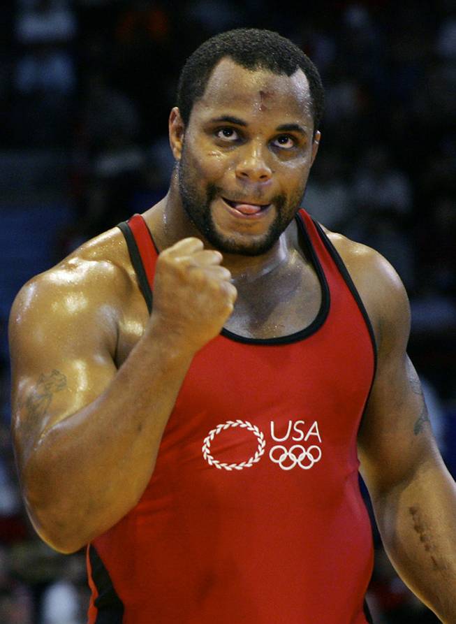 United States' Daniel Cormier reacts during the men's Freestyle 96kg final bout against Kyrgyzstan's Alexey Krupnyakov at the World Wrestling Championships in Baku, Azerbaijan, Friday, Sept. 21, 2007.