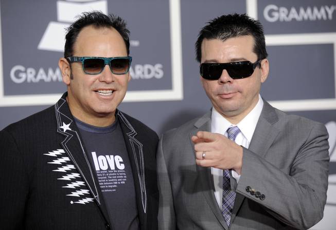 The Crystal Method arrives at the Grammy Awards on Sunday, Jan. 31, 2010, in Los Angeles. 