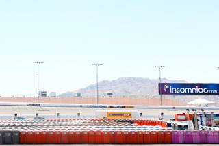 Rows of portable toilets are seen during a media tour of the Electric Daisy Carnival at the Las Vegas Motor Speedway Thursday, June 23, 2011.