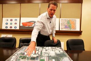 Silverton CEO Craig Cavileer discusses Majestic Realty's latest plans for a new arena/retail/residential project on UNLV's campus in the executive offices at the Silverton on Tuesday, June 28, 2011.