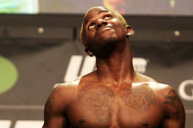 Melvin Guillard reacts after making weight  during the weigh in for UFC 132 Friday, July 1, 2011 at the MGM Grand Garden Arena.