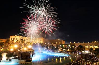 Independence Day fireworks go off at Mandalay Beach in Las Vegas Monday, July 4, 2011.