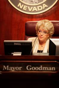 Carolyn Goodman takes the seat as mayor for the first time during the Las Vegas City Council meeting Wednesday, July 6, 2011.