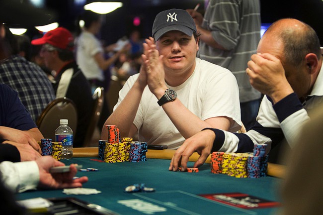 Poker professional Shaun Deeb competes during the World Series of Poker main event at the Rio Monday, July 11, 2011.