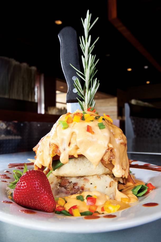 Hash House A Go-Go, fried chicken Benedict