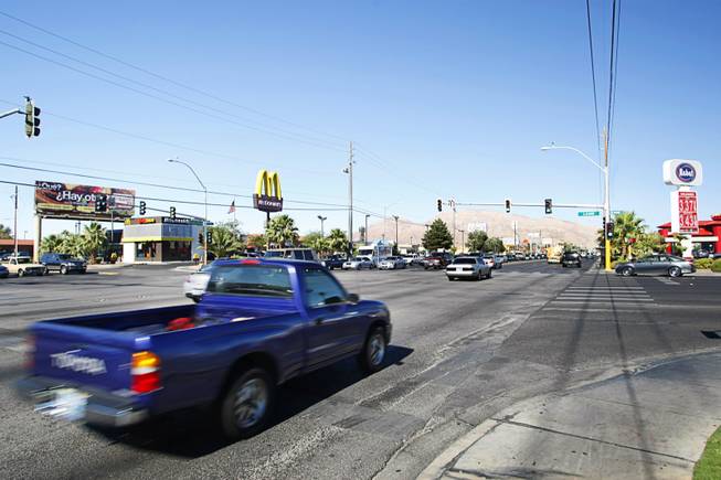 A view of the intersection of East Charleston and South Lamb boulevards. The intersection is one of the most dangerous in the Las Vegas Valley.