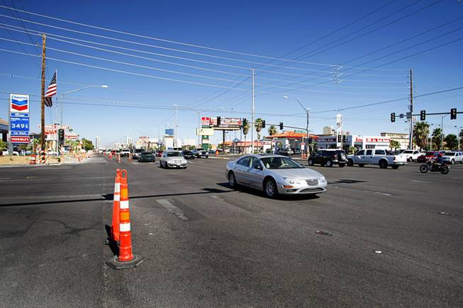 A view of the intersection at West Sahara Avenue and South Valley View Boulevard. The intersection is one of the most dangerous in the Las Vegas Valley.