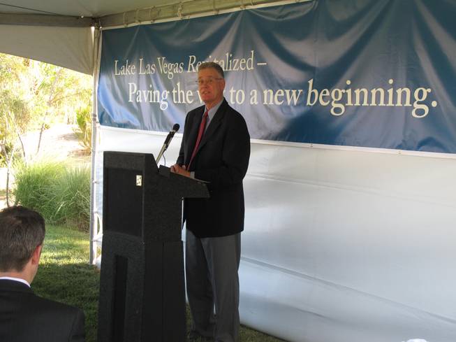 Henderson Mayor Andy Hafen speaks at an event marking the start of construction on Lake Las Vegas Parkway. The $1.8 million road improvement project is expected to be finished in November.